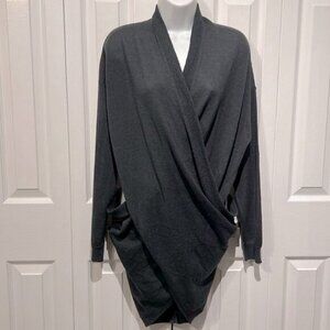 Matthildur Charcoal Grey Royal Alpaca Wrap Sweater Size M